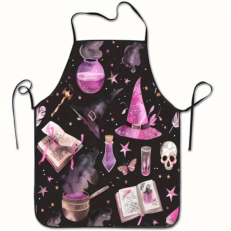 Home Cooking Cookbook - 2pcs Witchcraft-Themed Sleeveless Aprons - 100%